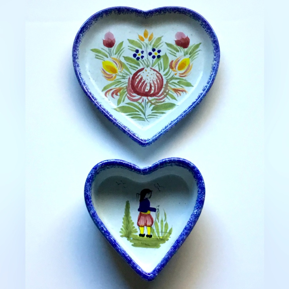 VTG HB Henriot Quimper Heart Trinket Dishes